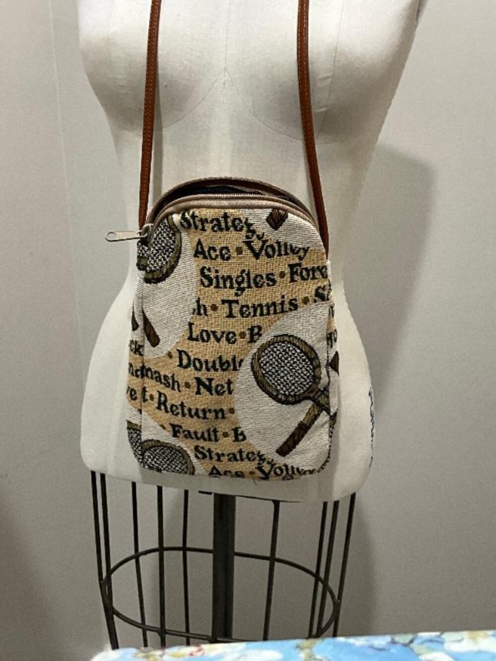 Vintage TENNIS woven & faux leather Crossbody Bag NWOT